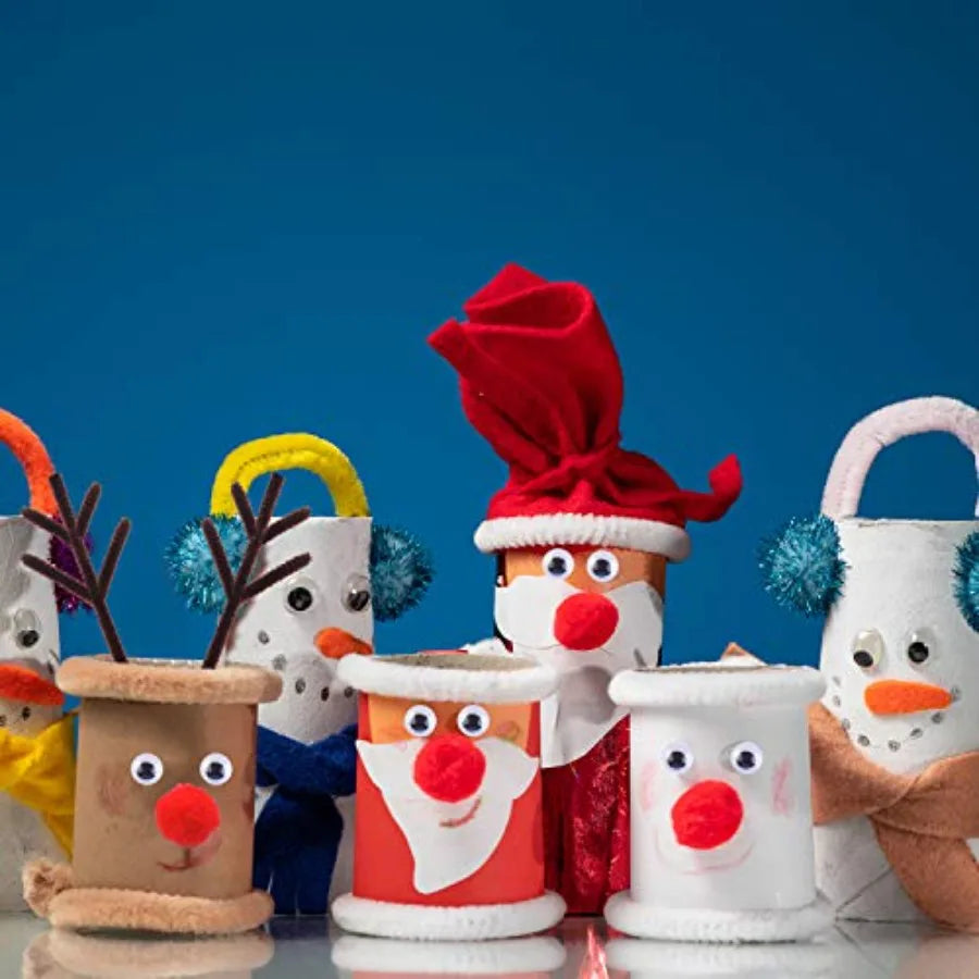 650 Pcs Christmas Reindeer DIY Craft Set Includes 70 Pcs Brown Pipe Cleaners Chenill