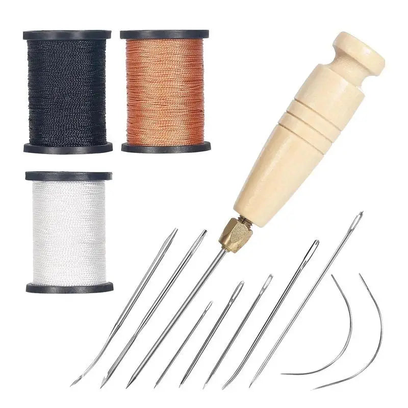 Leather Sewing Kit Heavy Duty Leather Working Tool Kit Sewing Thread Needle Awl For Leather Carpet Sofa