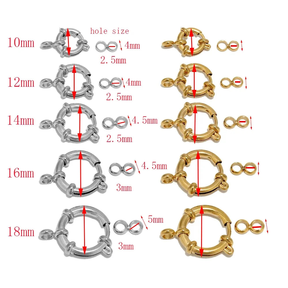 4pcs Stainless Steel Gold Round Spring Clasps Hooks for Bracelet Clavicle Necklace Clasp Connectors
