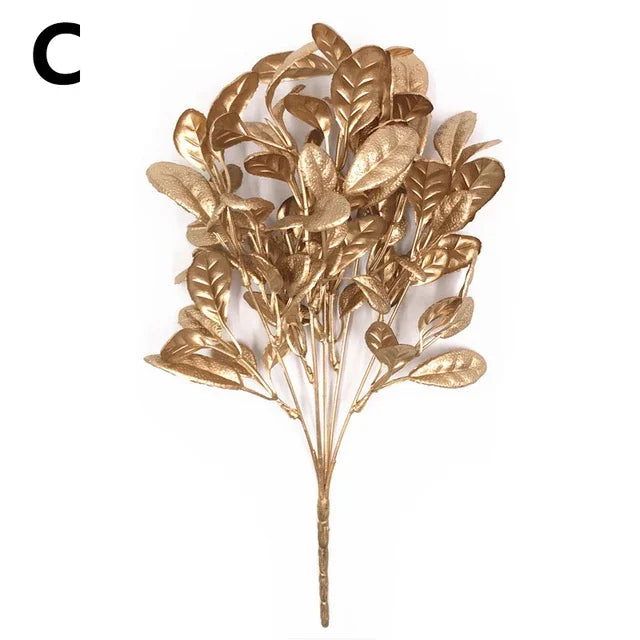 Simulation Leaf Wreath Artificial Plant Gold Silver Artificial Flower