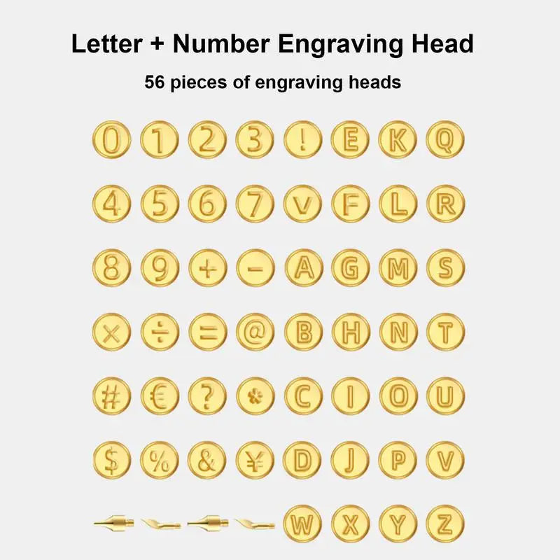 Wood Burning Tool With Letters Alphabet 56Pieces Set Ergonomic Symbol Number Hot Stamps
