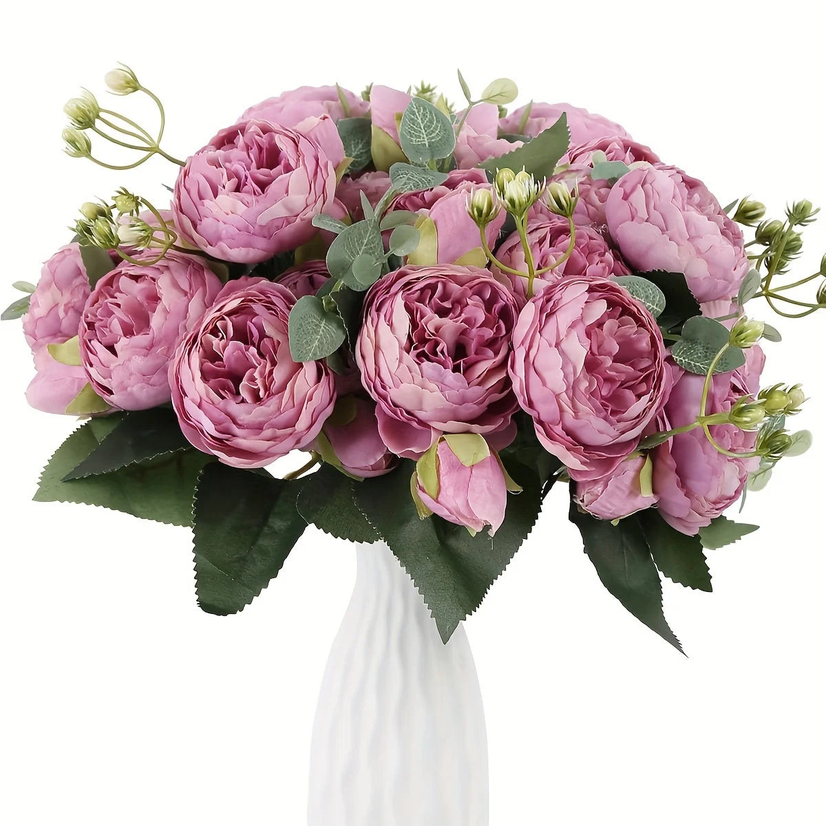 4 Bundles Peonies Artificial Flowers, 13.4in Silk Fake Flowers Bouquets