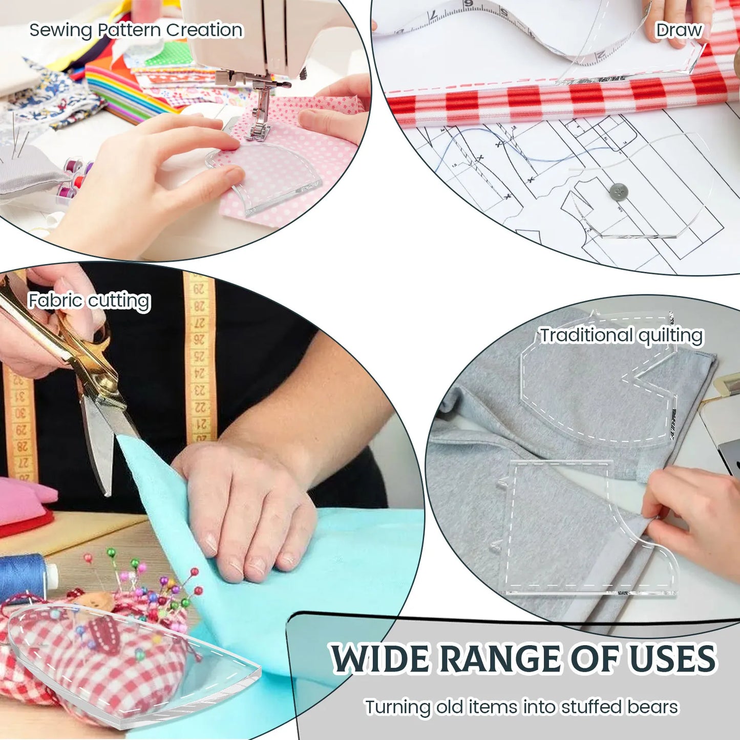 Bear template acrylic sewing pattern ruler set is easy to operate and suitable for multi-purpose tailoring