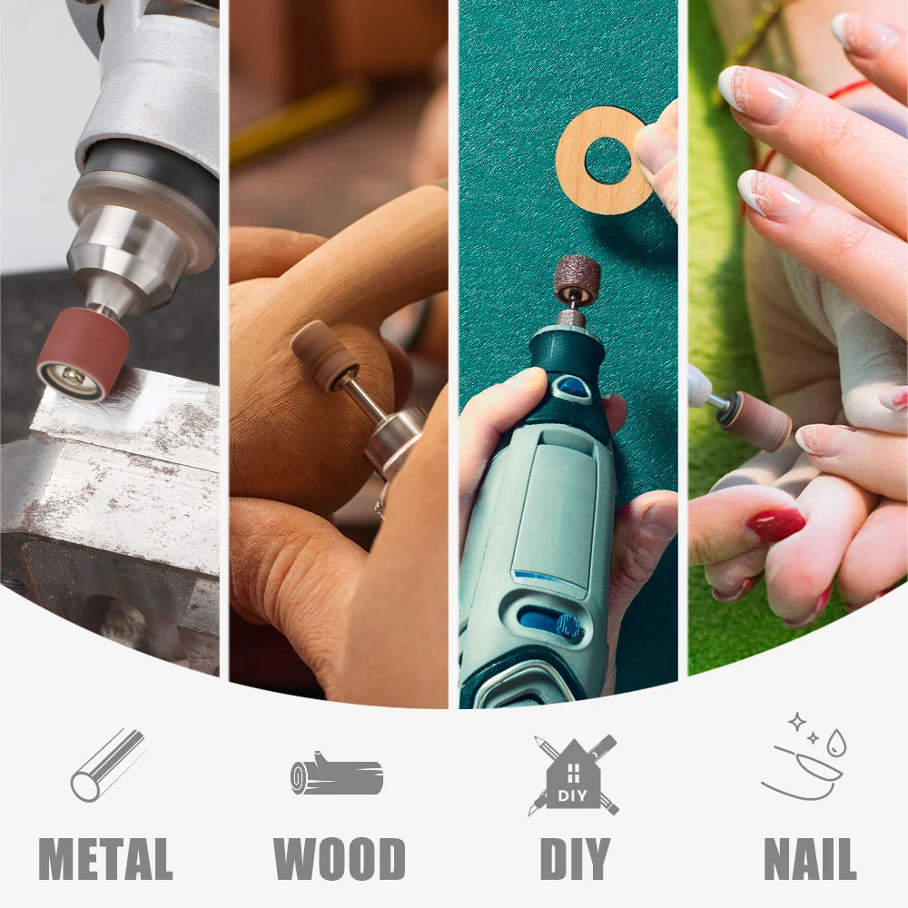XCAN Sanding Drum Set Sanding Bands With 1/2 3/8 1/4 Inch Sanding Mandrels For Dremel Rotary Tools 80 120 320 Grit
