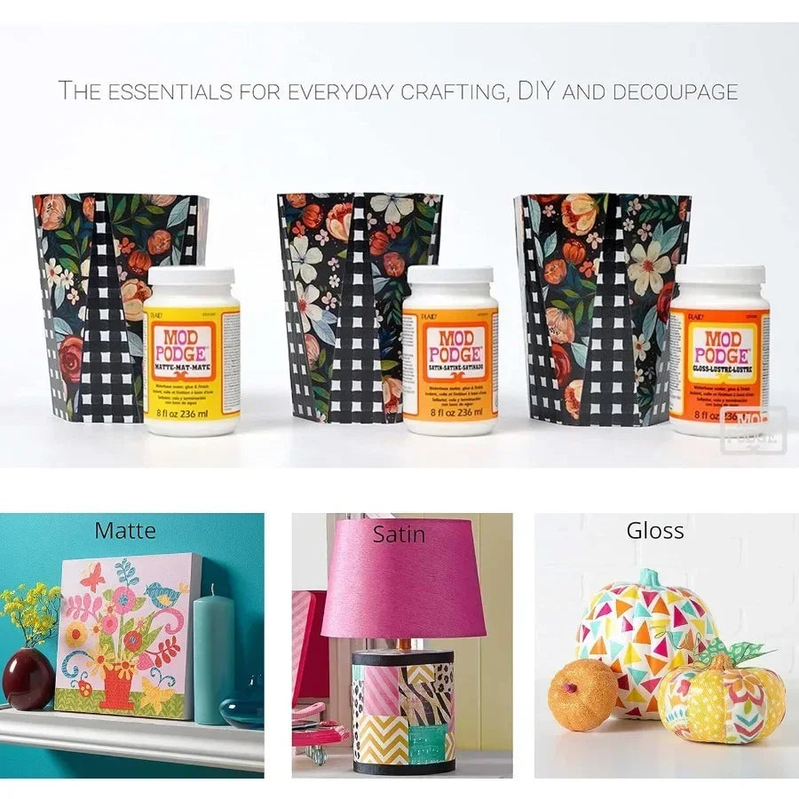 All-in-One Gloss Sealer & Glue Quick-Dry Non-Toxic - for Wood Paper Fabric Crafts DIY Scrapbooking & Art Projects