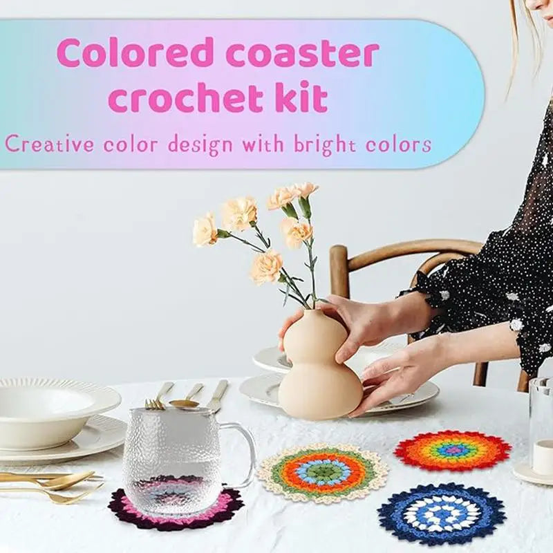 Crochet Flower Coasters Kit Learn To Crochet Set For Beginners With Crochet Yarns