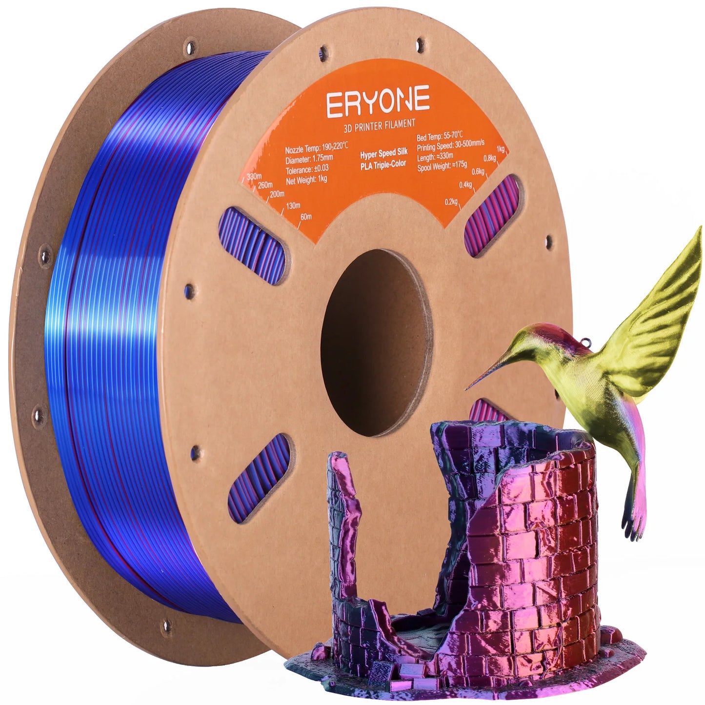 ERYONE High Speed Filament Silk PLA Filament Rapid PLA 3D Printing Filament, 30-500mm/s 1kg(2.2LBS)/Spool for 3D Printer