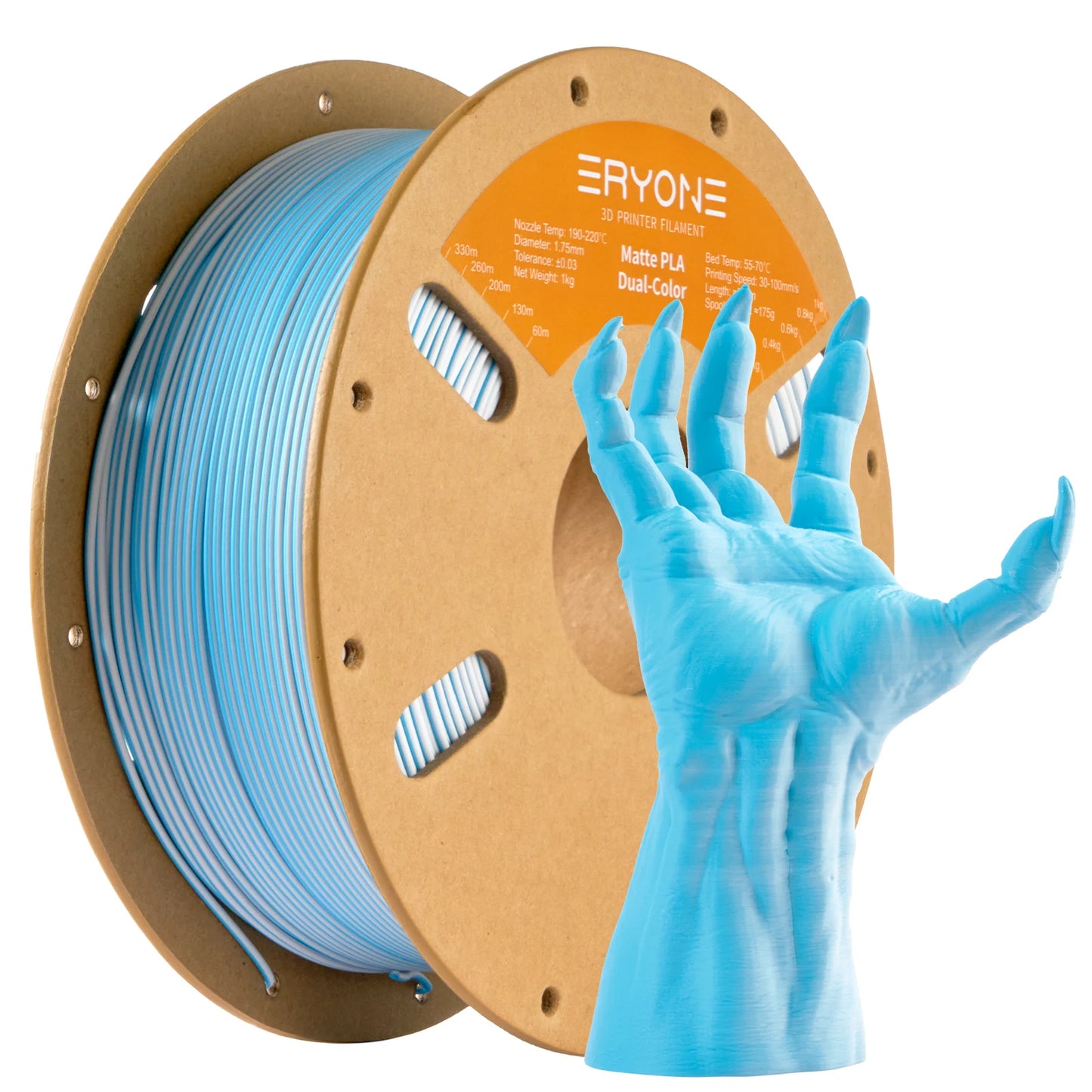 ERYONE Matte Dual Color PLA Filament 1.75 mm for 3D Printers,Accuracy +/- 0.03mm,1kg/ Spool(2.2lbs)