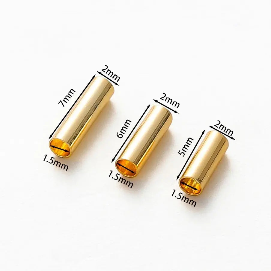 100Pcs 5-7mm 14K/18K Gold Plated Straight Long Tube Brass Beads Necklace Loose Spacer Beads