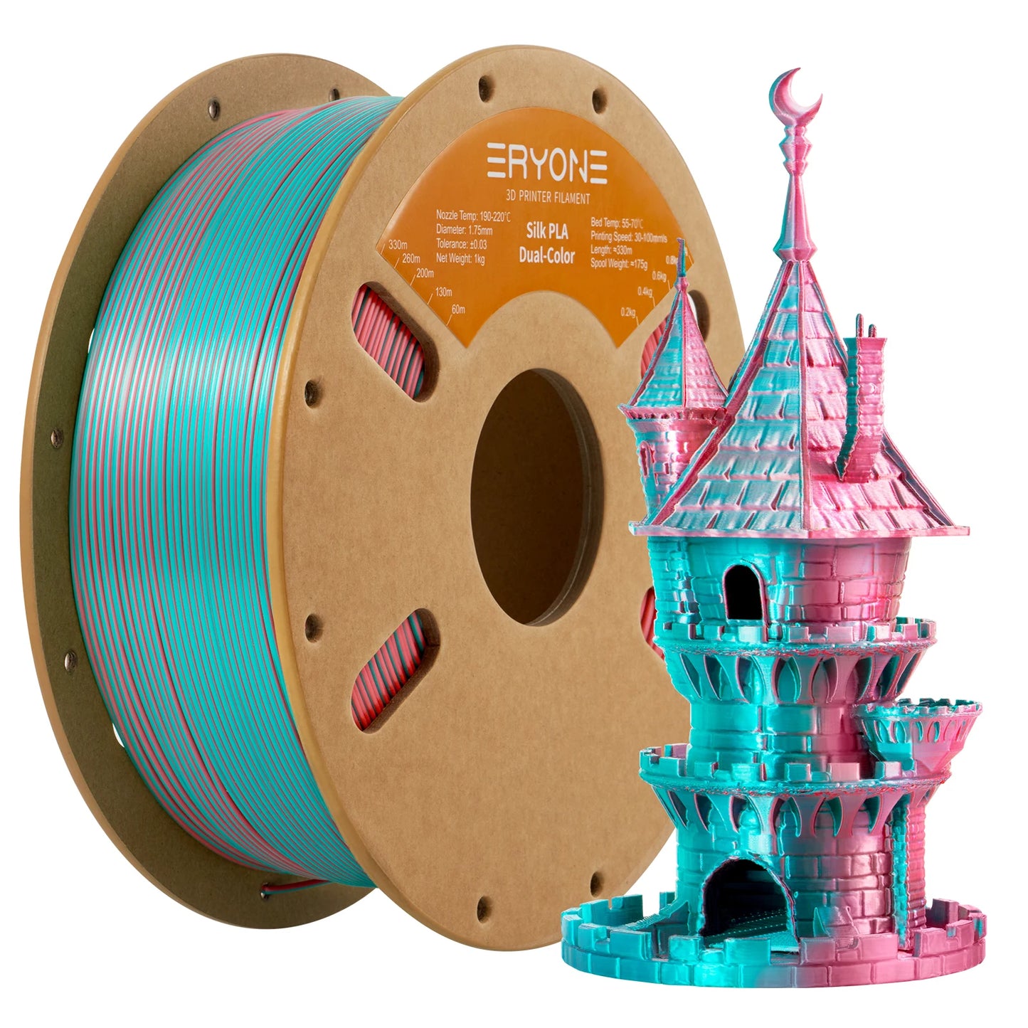 ERYONE Dual Color Series Silk PLA And Matte PLA 1KG 1.75mm Diameter High Quality Filament For FDM 3D Printing