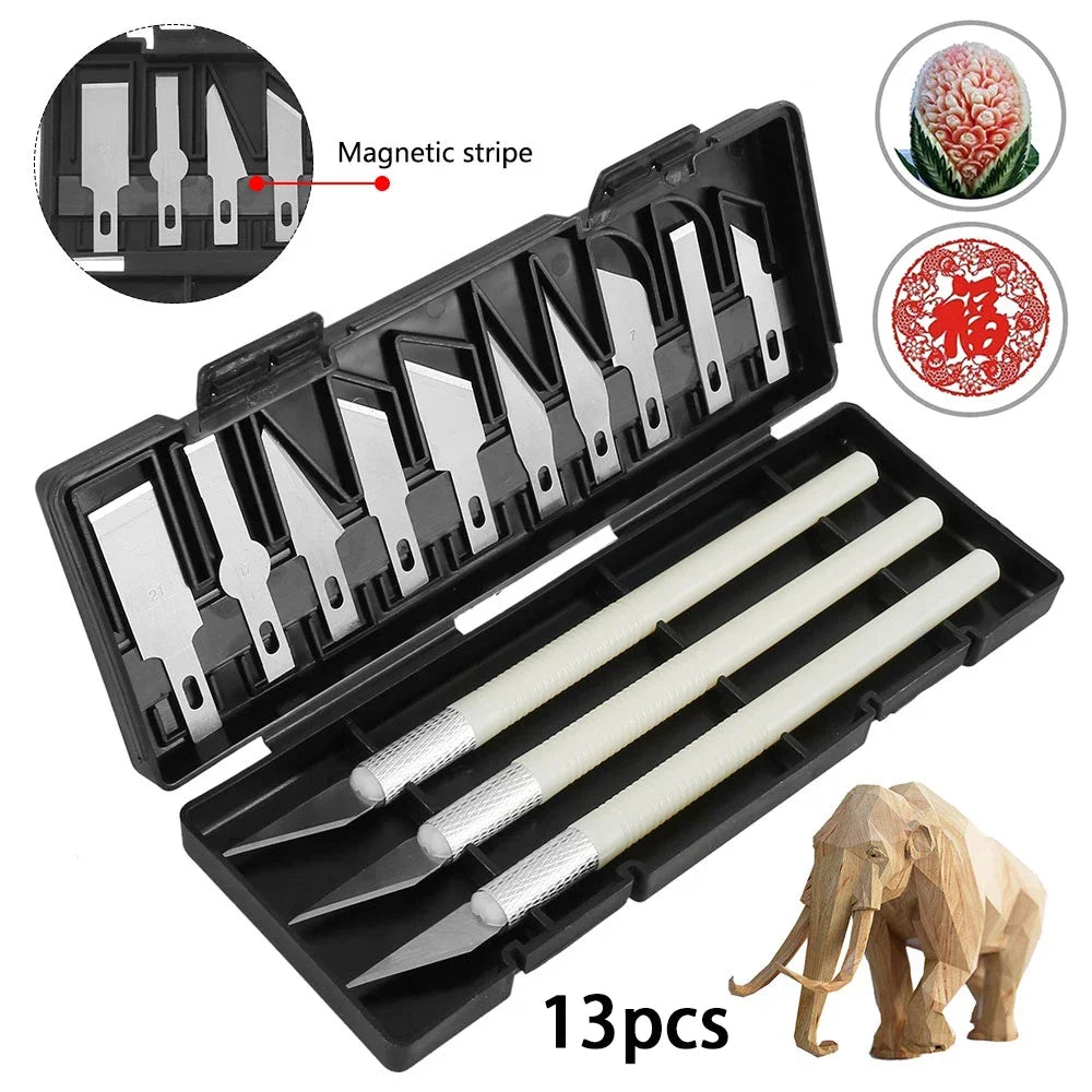 13pcs Precision Carving Kit Utility Cutter with 13 Refill Blades Scrapbooking
