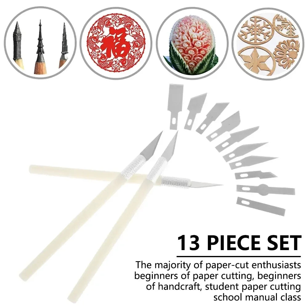 13pcs Precision Carving Kit Utility Cutter with 13 Refill Blades Scrapbooking