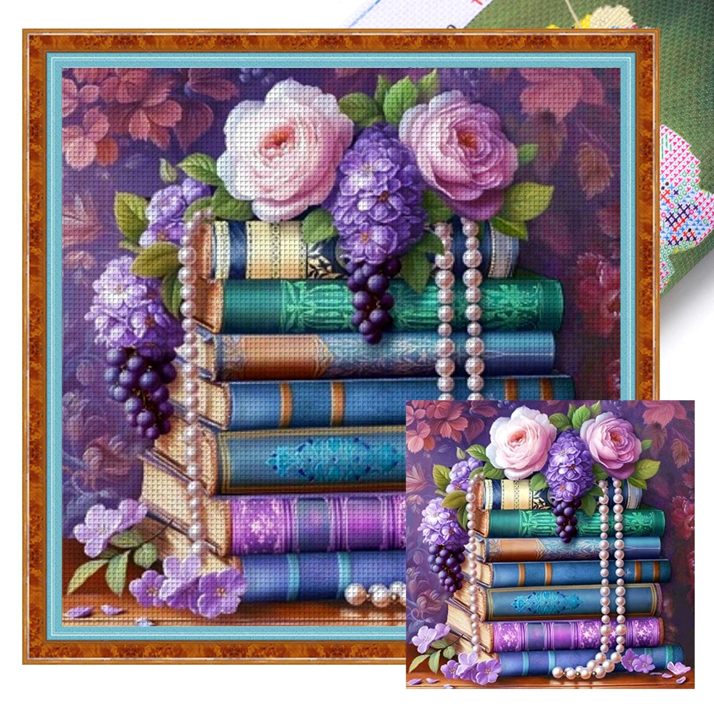 Full Embroidery Eco-cotton Thread 11CT Printed Flower Cross Stitch Kit Art