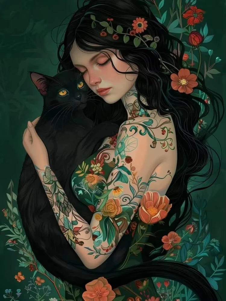 CHROMA NEST Cat and Human Oil Painting Hand-painted Acrylic Paint DIY