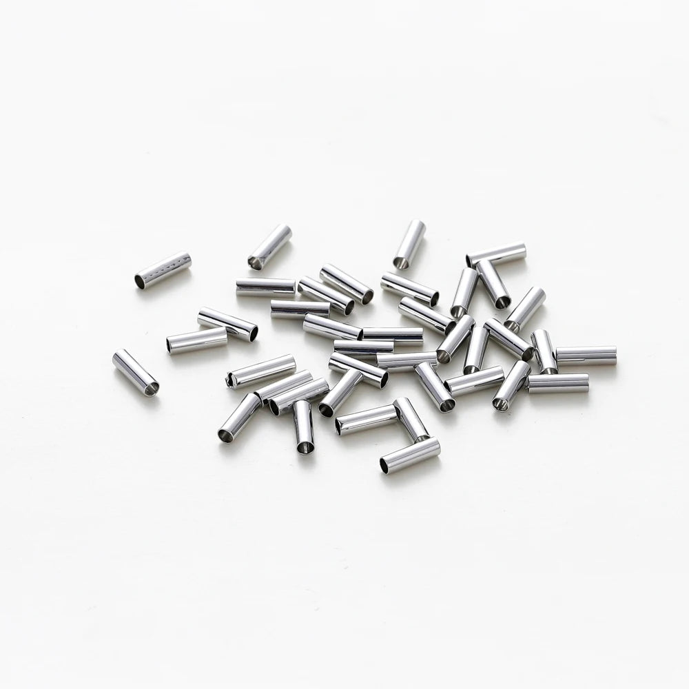 100Pcs 5-7mm 14K/18K Gold Plated Straight Long Tube Brass Beads Necklace Loose Spacer Beads