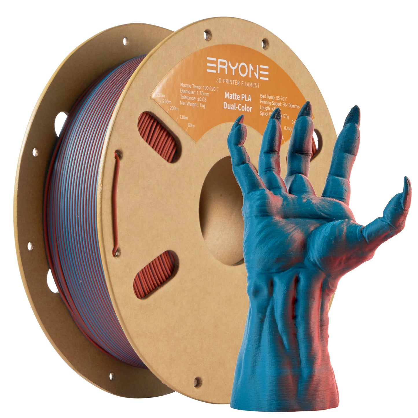ERYONE Matte Dual Color PLA Filament 1.75 mm for 3D Printers,Accuracy +/- 0.03mm,1kg/ Spool(2.2lbs)
