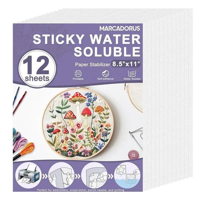 Water Soluble Embroidery Paper Printable Transfer Paper 8.5x11 Inch Dissolvable Sewing Stabilizers Set Of 8