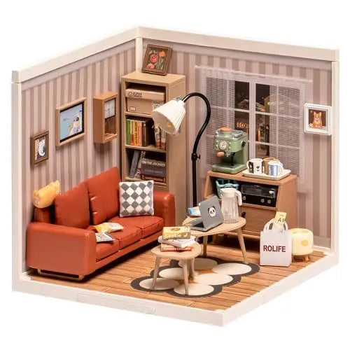 Robotime DIY Miniature Dollhouse Kit with Accessories Model Supply Store Kit with LED