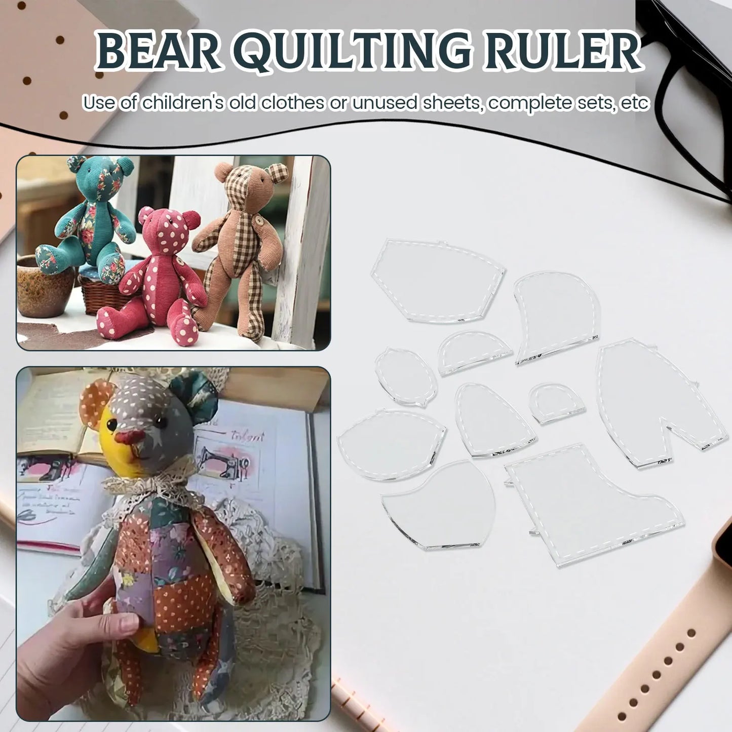 Bear template acrylic sewing pattern ruler set is easy to operate and suitable for multi-purpose tailoring