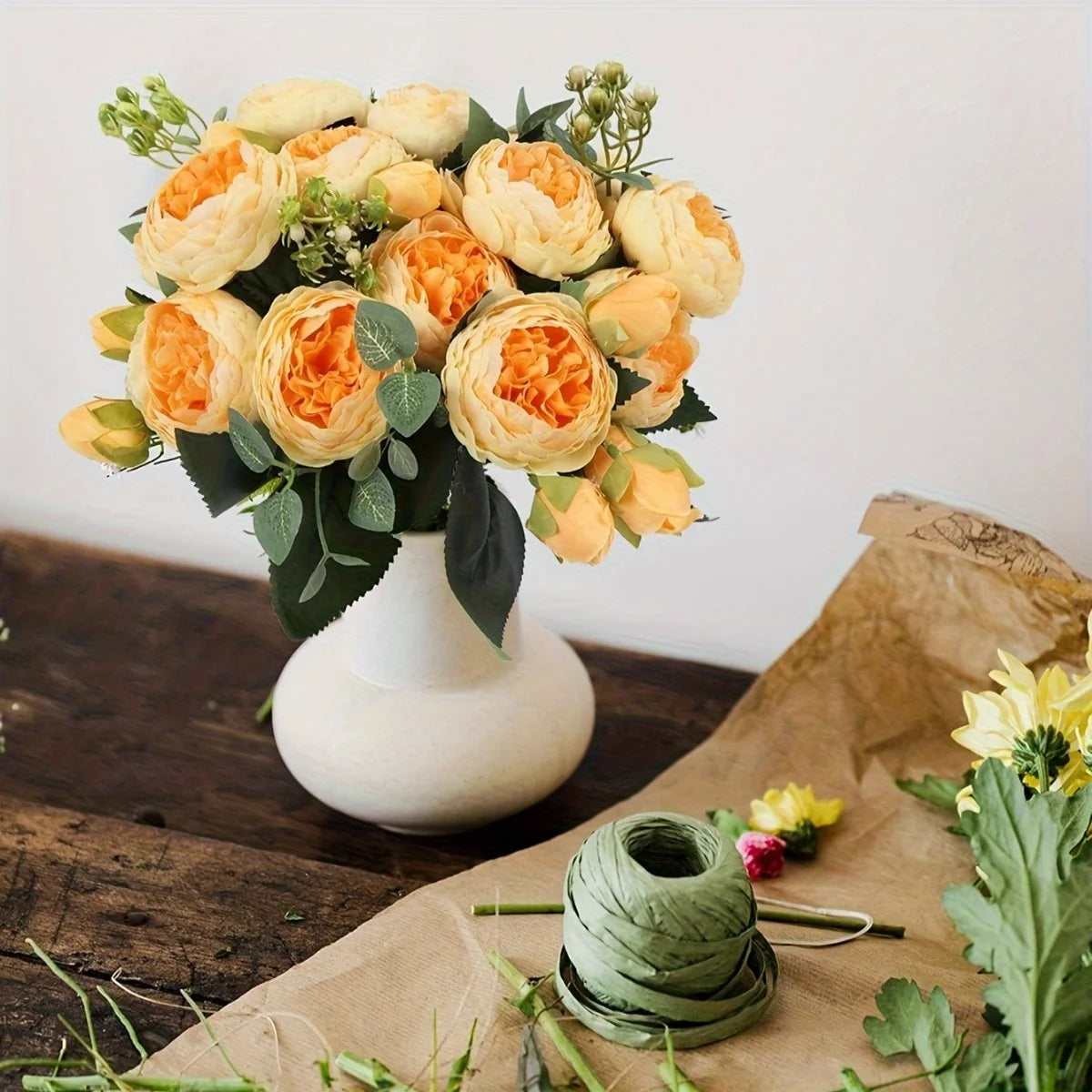 4 Bundles Peonies Artificial Flowers, 13.4in Silk Fake Flowers Bouquets
