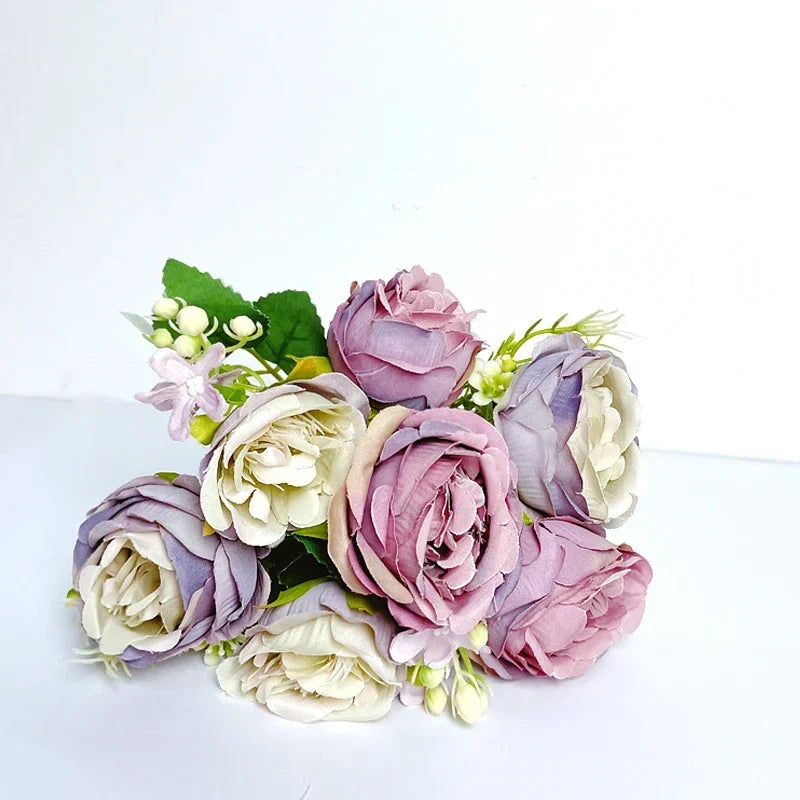 7 heads high quality peony Artificial flowers silk peonies bouquet Rose hydrangea