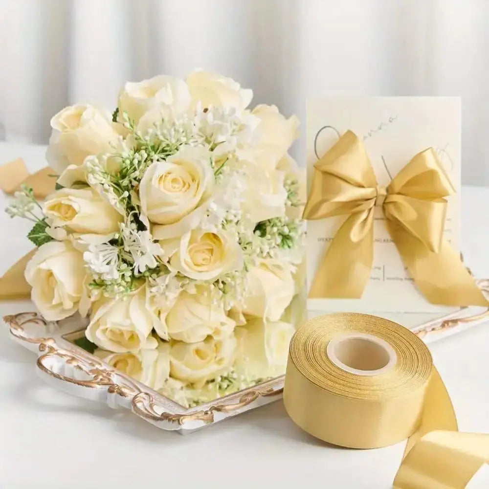 2 rolls of gold ribbon, wear-resistant and stretch resistant