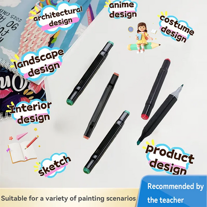 168 Color Double-Ended Alcohol Marker Pen, Permanent Color Development, Painting, Sketching, Notes,