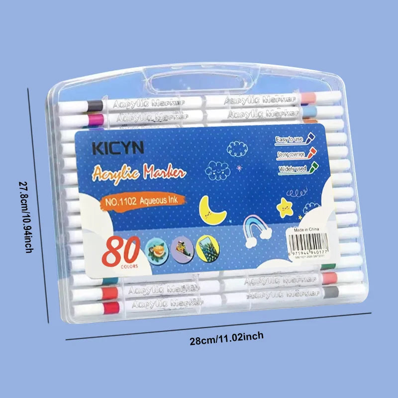 12/24/36/48/60/80pcs Acrylic pigment marker pen, soft brush tip