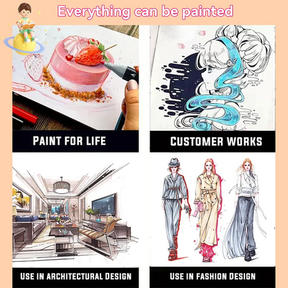 168 Color Double-Ended Alcohol Marker Pen, Permanent Color Development, Painting, Sketching, Notes,