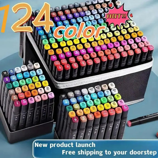 Essential Marker Pen for Painting, 24 Colors, 168 Colors Alcohol Marker Pen, Double-Headed Marker Pen Brush Type, 120-Color Oily Marker Pen, Multi-Color Watercolor Pen
