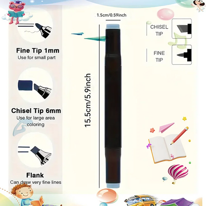 168 Color Double-Ended Alcohol Marker Pen, Permanent Color Development, Painting, Sketching, Notes,