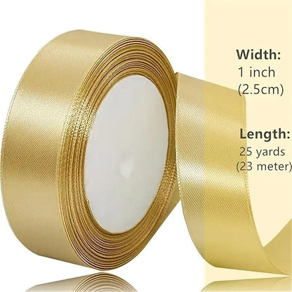 3 rolls of durable gold satin ribbon, freely adjustable in size