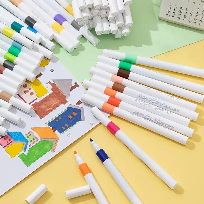 12/24/36/48/60/80pcs Acrylic pigment marker pen, soft brush tip