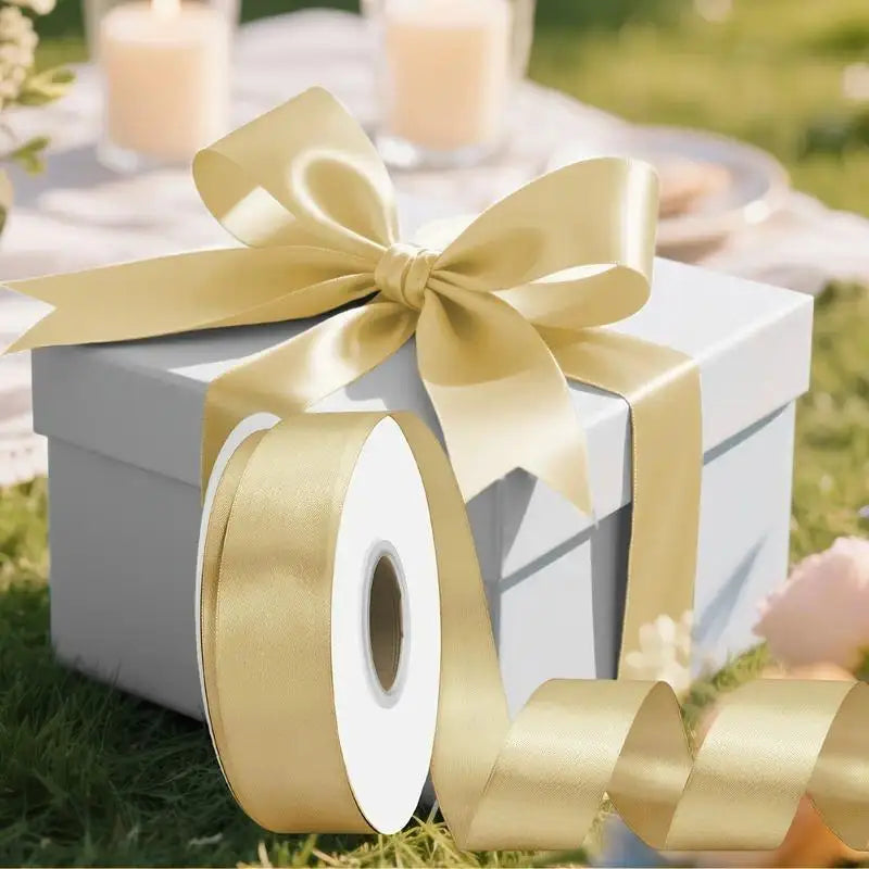 3 rolls of durable gold satin ribbon, freely adjustable in size