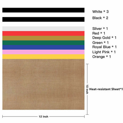 13 Pack HTVRONT 12inchX10inch Multi-color PU Heat Transfer Vinyl Sheets Cricut