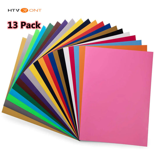 13 Pack HTVRONT 12inchX10inch Multi-color PU Heat Transfer Vinyl Sheets Cricut
