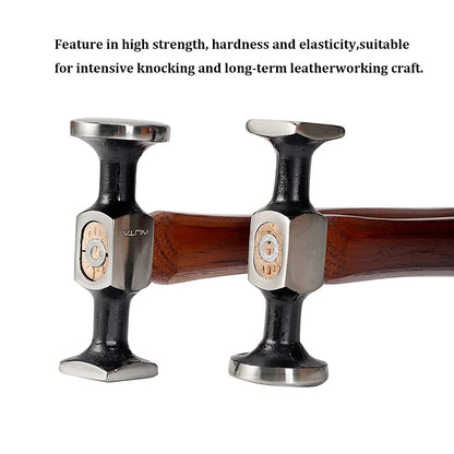 WUTA Leather Mallet Cobbler Hammer Carbon Steel Double Head Smooth Chasing Maul Tools