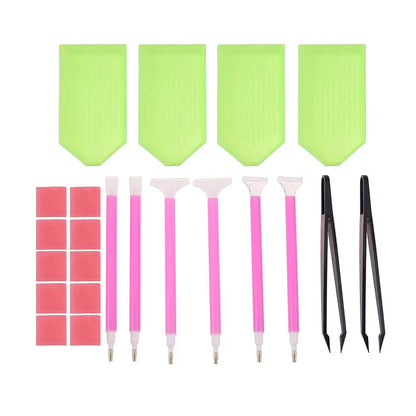 Diamond Painting Accessories Rhinestone Cross Stitch 5D Embroidery Pen Painting Tools Set Mosaic Glue Pen Kit Tweezers