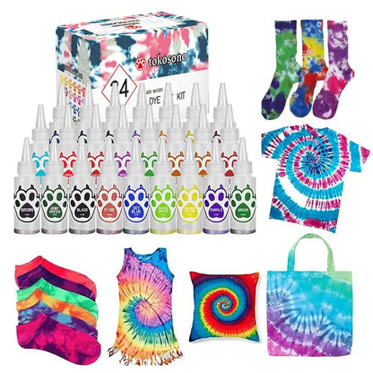 Tie Dye Kit 24 Colors DIY Garment Graffiti Fabric Textile Paint Rainbow Pigment