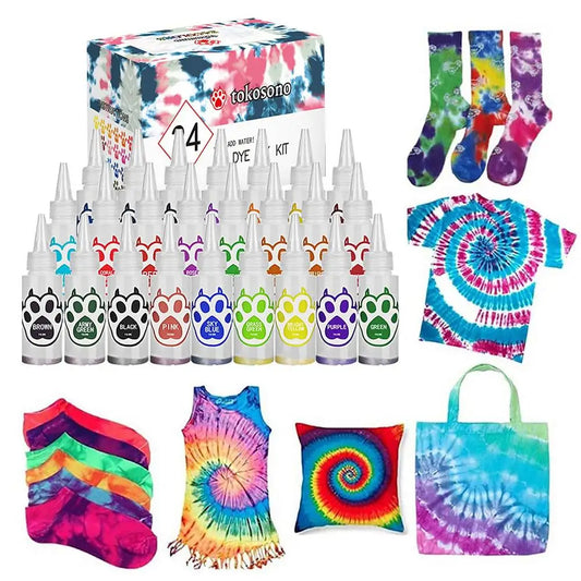 Tie Dye Kit 24 Colors DIY Garment Graffiti Fabric Textile Paint Rainbow Pigment