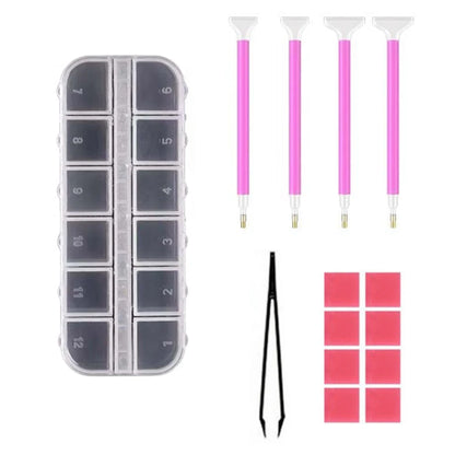 Diamond Painting Accessories Rhinestone Cross Stitch 5D Embroidery Pen Painting Tools Set Mosaic Glue Pen Kit Tweezers