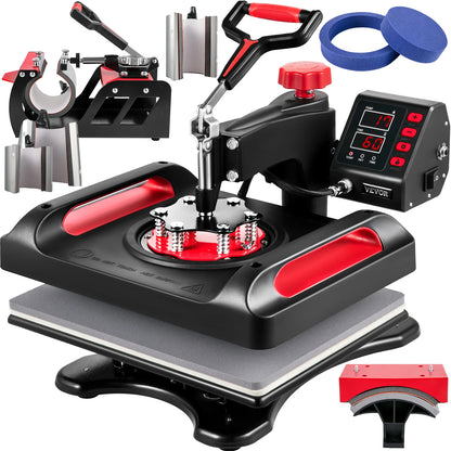 SucceBuy 30*38CM 8 in 1 Combo Upgrade Heat Press Machine 360° Rotation Sublimation Printer