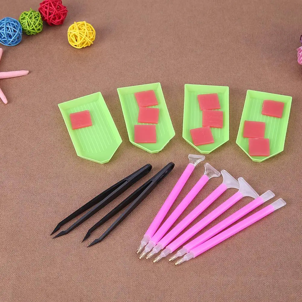 Diamond Painting Accessories Rhinestone Cross Stitch 5D Embroidery Pen Painting Tools Set Mosaic Glue Pen Kit Tweezers