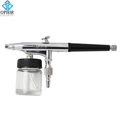 OPHIR 0.3mm Dual-Action Siphon Feed Airbrush Spray Gun for Cake Paint Model Body Paint Temporary Tattoo Air Brush Kit AC005
