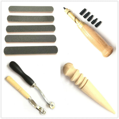 18 Pcs Professional Leather Tool Kit DIY leather Sewing Stitching Punch Carving Work Saddle Leathercraft Accessories
