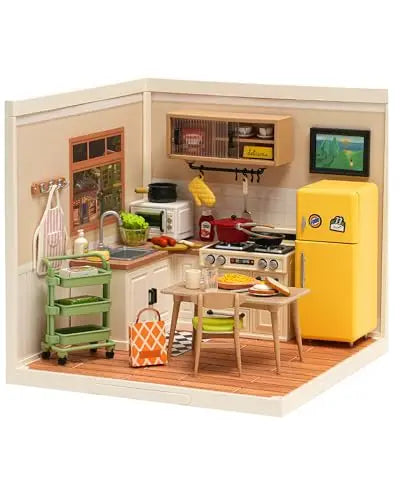 Robotime DIY Miniature Dollhouse Kit with Accessories Model Supply Store Kit with LED