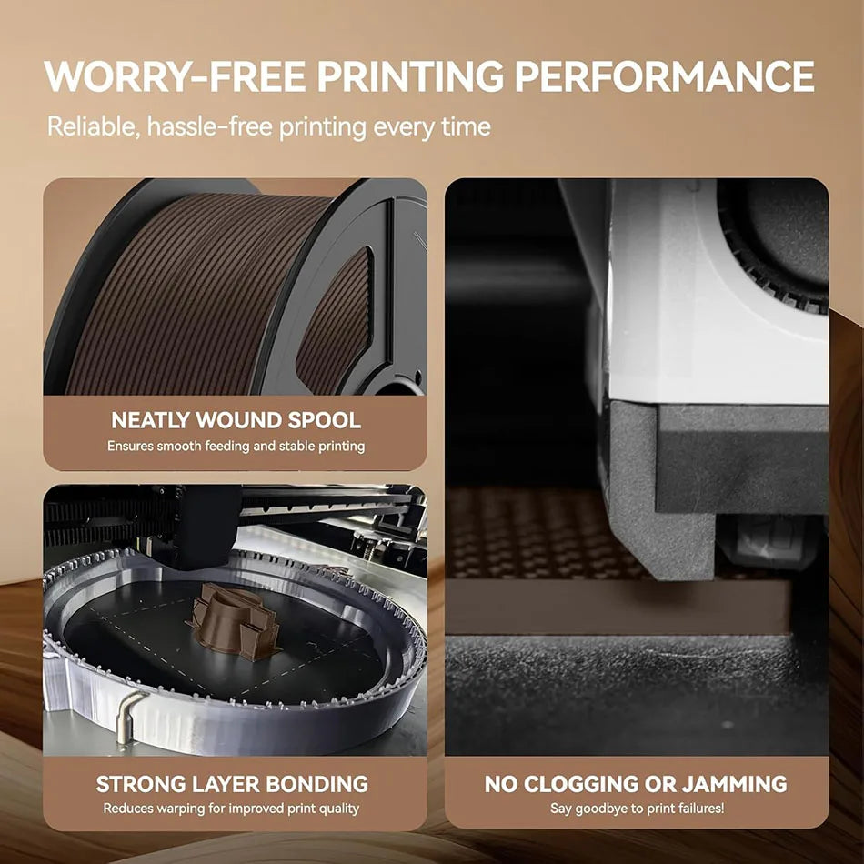 JAYO Wood PLA Filament 1.75mm 5Rolls 15% Real Wood Fiber 3D Filament For FDM 3D Printers