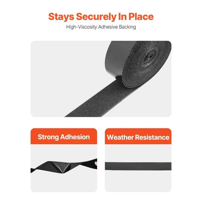 16FT 1.5IN NYLON HOOK AND TAPE SELF ADhesive STRIP ROLL BLACK