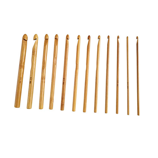 12PCS/Set Sweater knitting Circular Bamboo Handle Crochet Hooks Smooth Weave