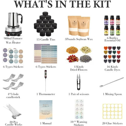 HOME.Candle Making Kit with Wax Melter, Candle Making Kit - DIY Starter Soy Candle Making Kit